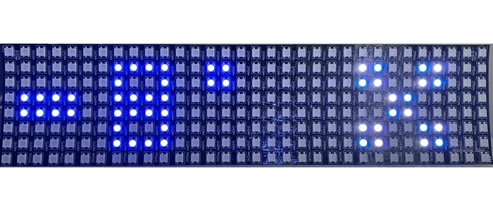 Blue minus eight with snow on ws2812b 32x8 LED matrix